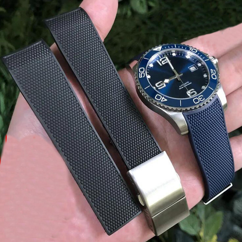Rubber Silicone Watch Strap Waterproof Watchband for Longines Strap for Conquest HydroConquest L3.74