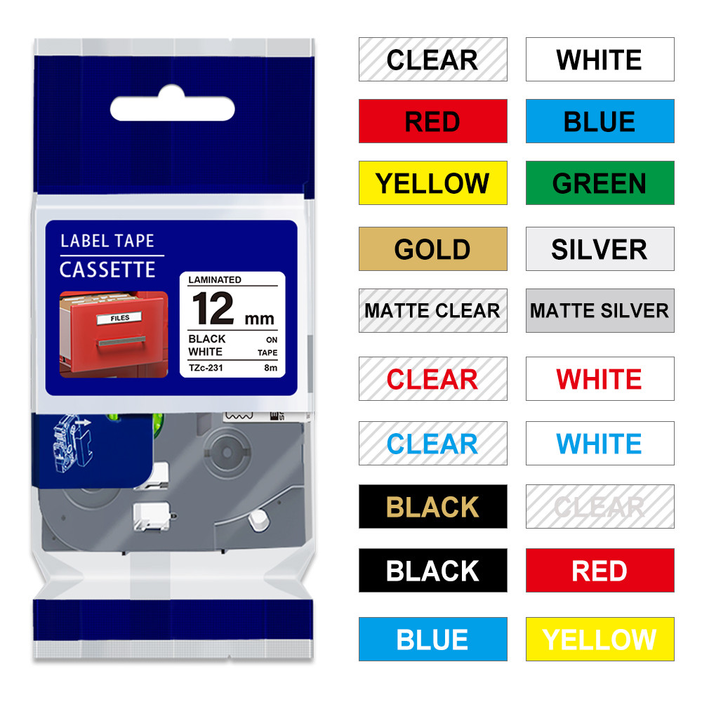 Compatible tze Brother Tape 12mm 9mm 6mm Brother TZE Tape tze231 tze221 tze631 Laminated Tape for Br