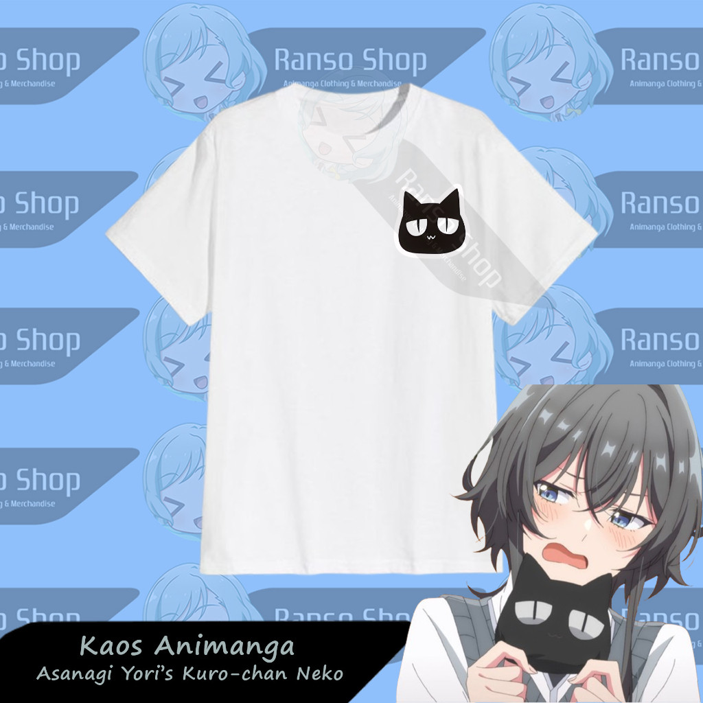 Ranso Kaos Sasakoi Asanagi Yori Cat Pouch Gambar Kecil / Baju Whisper me a love Song Kuro-chan Neko 