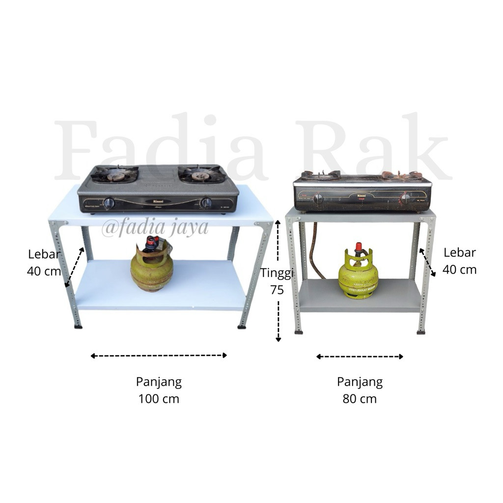 SWS Meja Kompor Gas 2 Tungku Rak Adjustable Besi