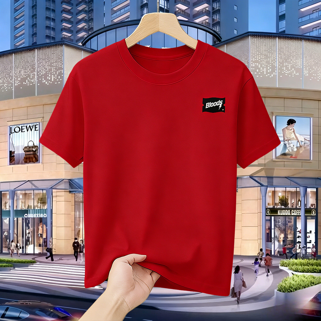 [Outlets Kaos Katun 100%]  7002 Motif Kecil "Bloods" Baju Kaos Pria Distro Original 100% T-shirt Ata