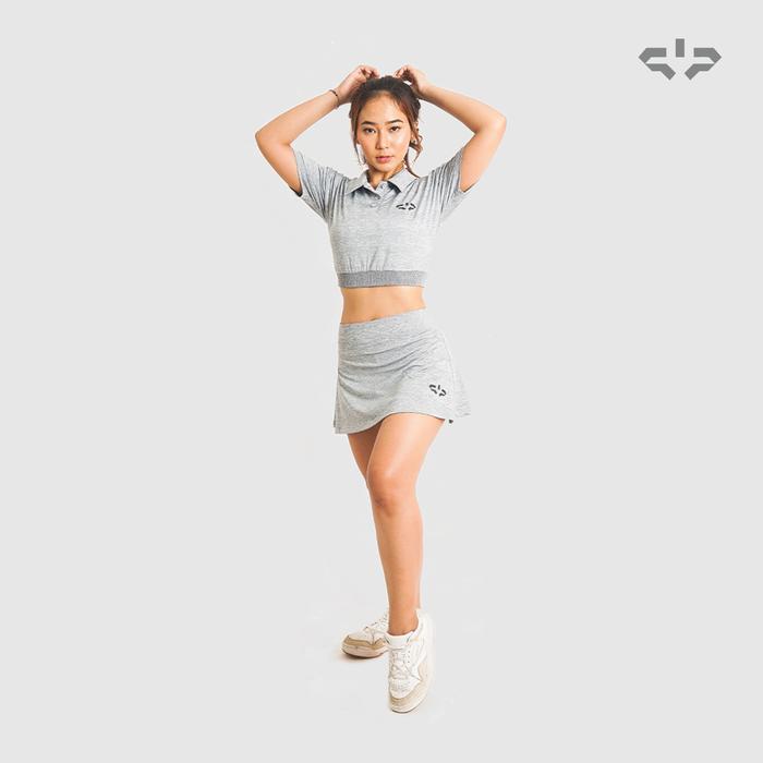 SANO Baju Kaos Polo Crop Wanita Cationik Olahraga Tennis Golf Training - Biru, S