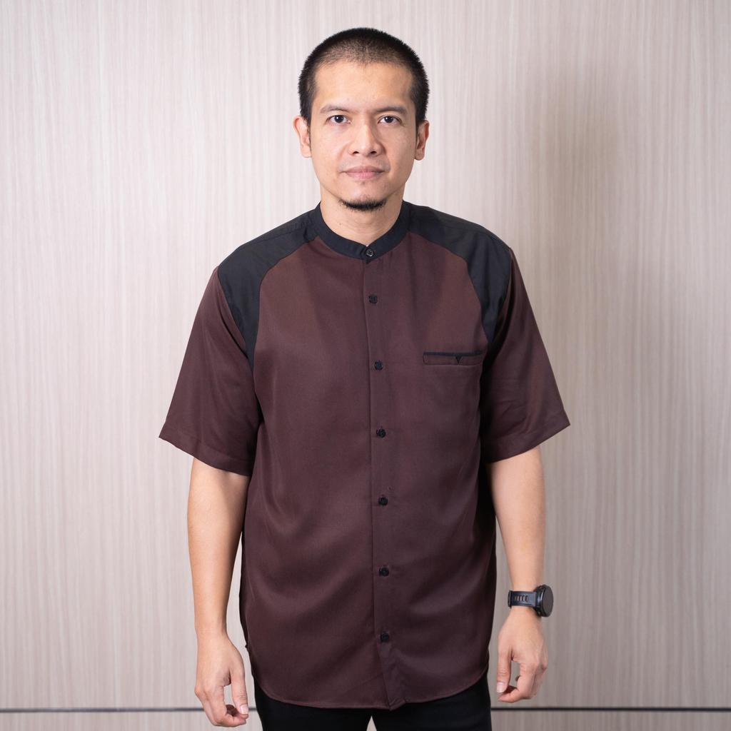 TWO-D Baju Kemeja Koko Muslim Pria Kerah Motif Lengan Pendek TD2670