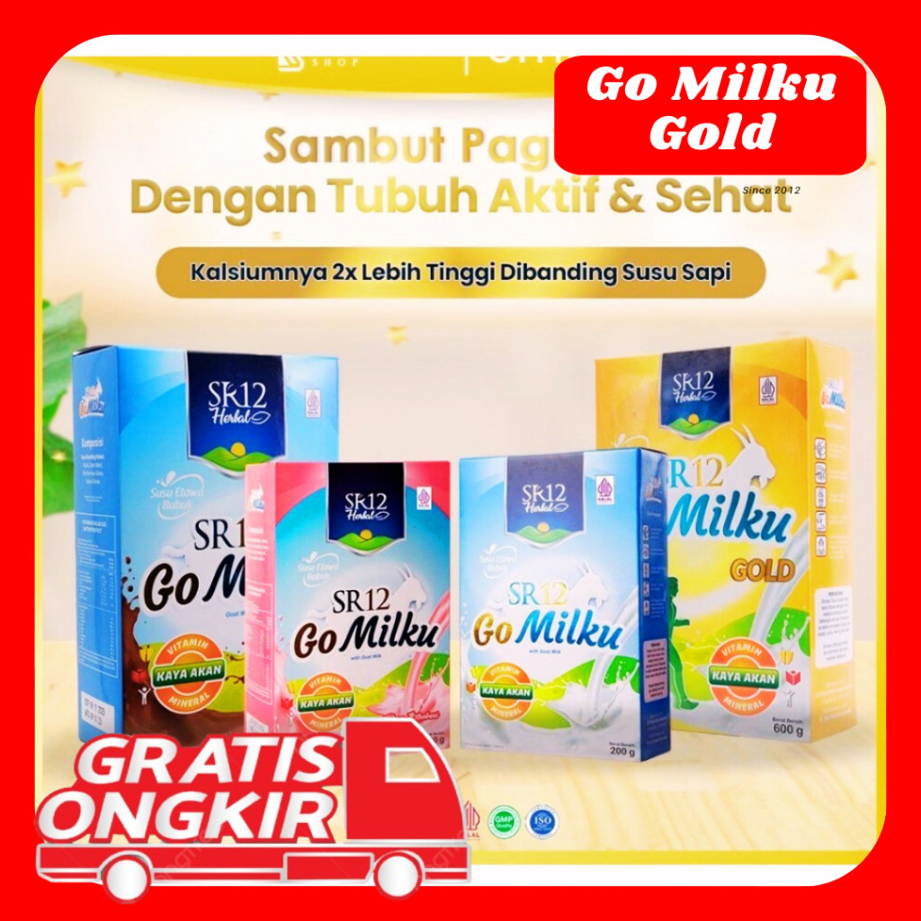 Susu Kesehatan Tulang ,Sendi SR12 Go Milku Susu Kambing Etawa  Sachet Ukuran Besar