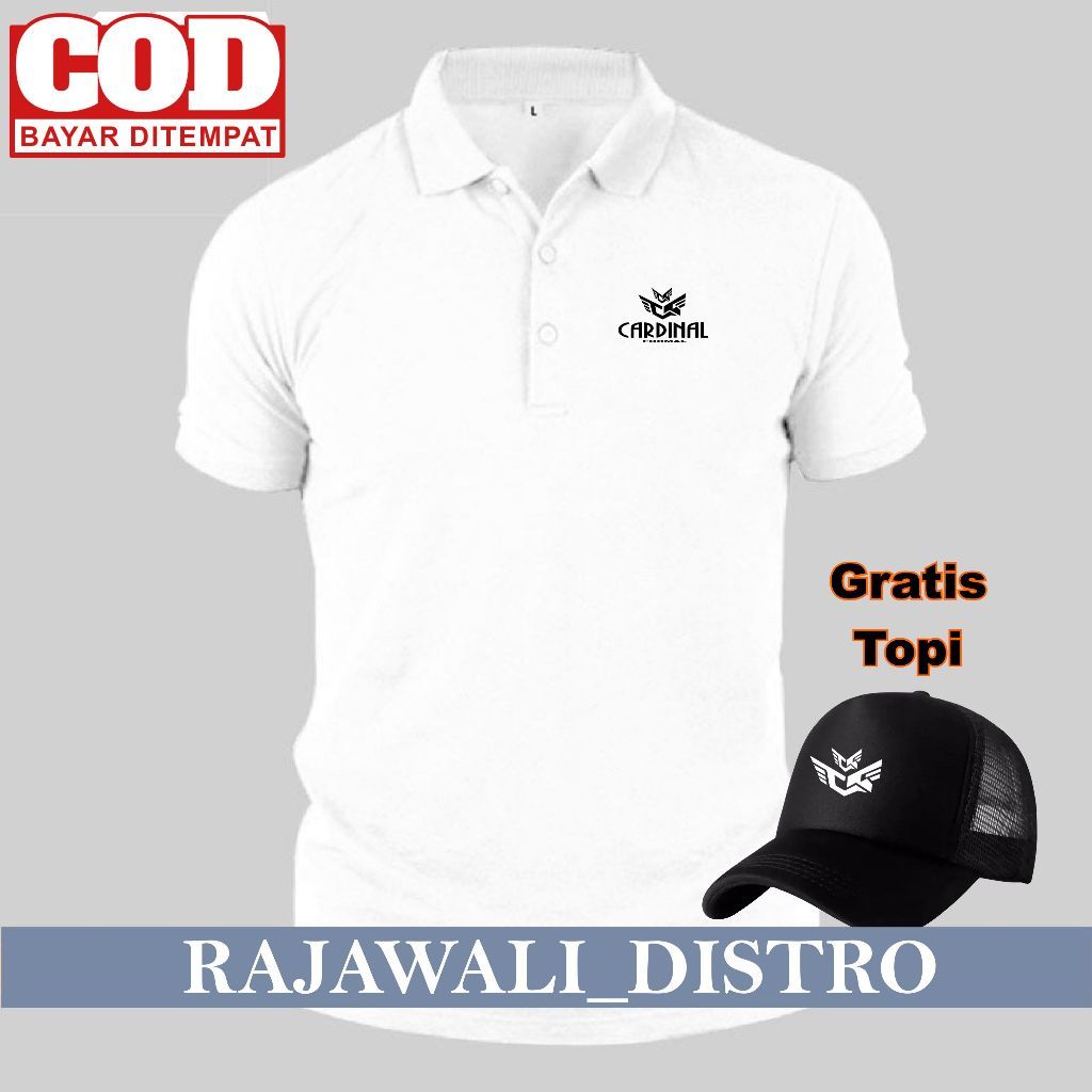 Laris baju distro pria Baju Polo Pria Logo Cardinal KDS Hitam ( Bonus topi ) Polo Distro Cowok Cewek
