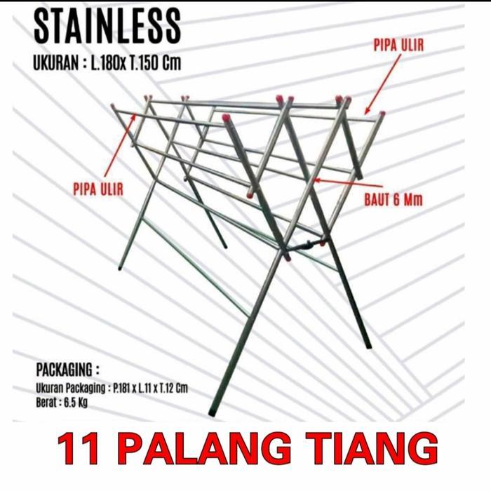 Takashimoerah Jemuran Pipa Stainless Steel 180cm PALANG 9 & 11 Bonus Canteran Hanger Diameter 26mm B