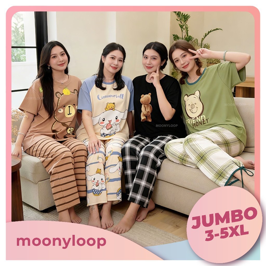 LOWESHOP piyama 2in1 jumbo | Piyama Jumbo Wanita 5XL  | piyama 2in1 jumbo |Baju Tidur Jumbo 5XL | Pi