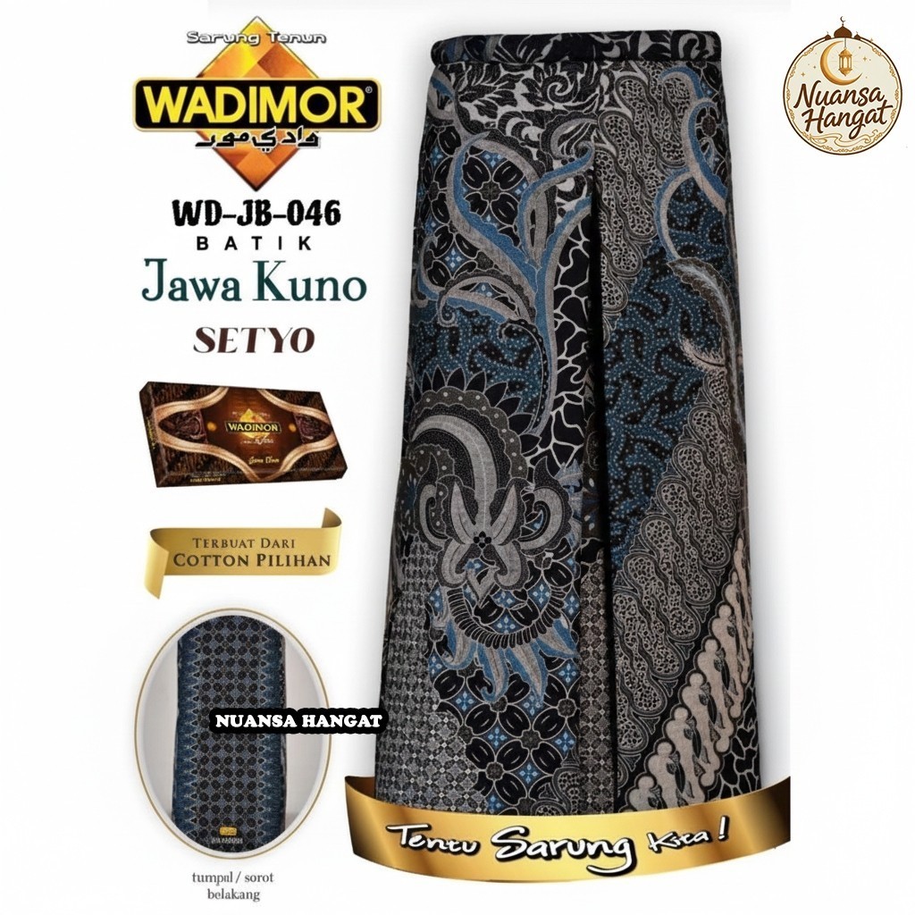 Sarung Wadimor Jawa Batik Wayang Nusantara Klasik Original Pria Dewasa Tenun Premium Berkualitas Tin