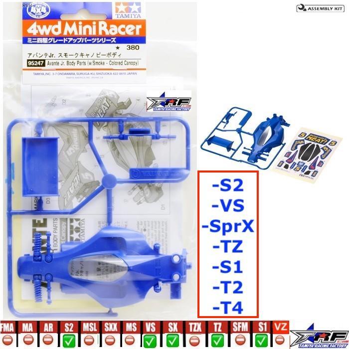TAMIYA 95247 AVANTE JR BODY SET W/SMOKE COLORED CANOPY