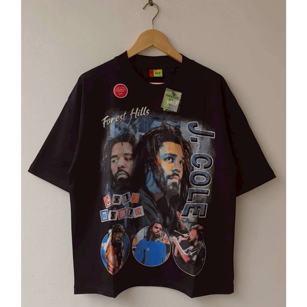 BAJU KAOS T-SHIRT OVERSIZE MUSIC FOREST HILLS J. COLE BLACK