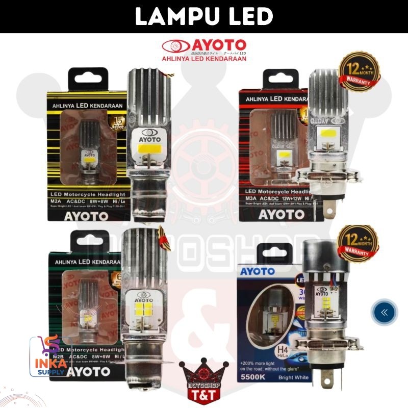 Inkaasupp- Lampu Depan LED AYOTO | VIDOR A8 H6| H4 | M1A M2A M2B M3A M4A | Vixion Bebek Matic Scoopy