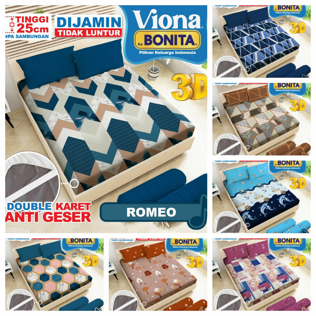 PLAOSANSTORE [Spesial] Seprei Bonita Viona Motif Terbaru 2026 Ukuran 180x200 B4 - 180x200 - 160x200 