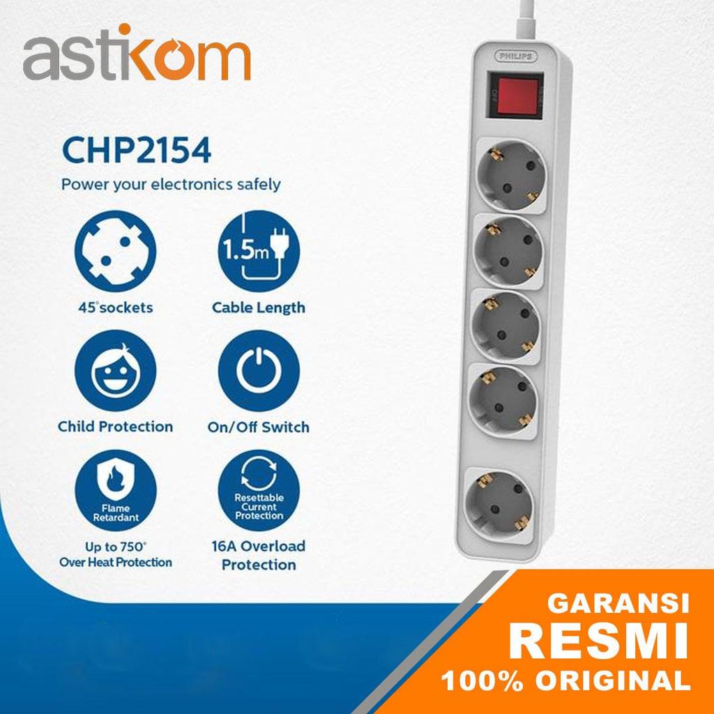 Power Strip Philips CHP2154 Power Strip Philips CHP2154 | Stop kontak 5 Socket | Kabel Roll | Coloka
