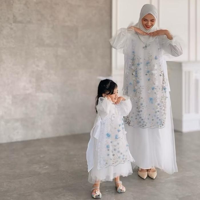 saleFNDLABELS Luciana Set Inner Outer Baju Pesta Ibu dan Anak , Couple Gamis Ibu dan Anak , Dress Ko