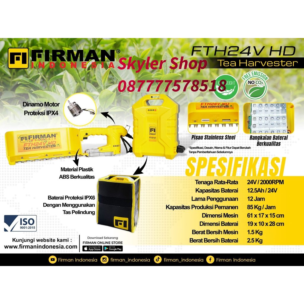 Mesin Panen Teh Firman #  Tea Harvester Batery Firman FTH 24V HD