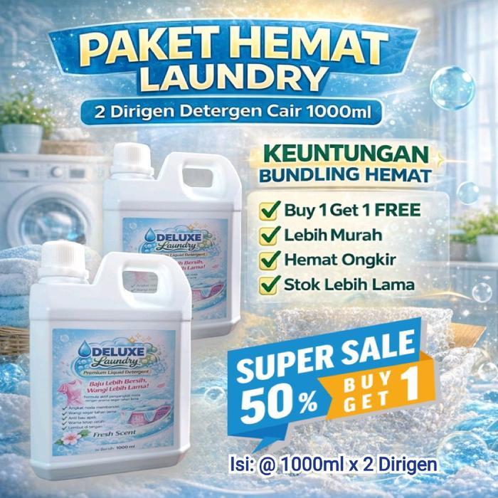 Deluxe Laundry Premium Liquid Detergent 1000ml Paket Hemat Buy 1 Get 1 Free Lebih Murah Hemat Ongkir