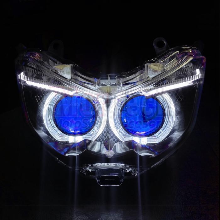 Projie Biled NMAX Old Double Biled 2 Lampu Bi-LED AES Turbo SE Experience 60watt Plus Shroud Project