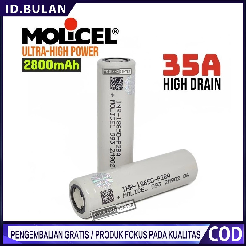 Baterai Molicel P26 P28 P42 18650 & 21700 Kapasitas Tinggi