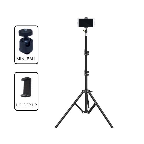 Tripod Handphone 2 Meter Bahan Aluminium Tripot Hp Kamera Ngonten Video Live - Tripod 2 Meter