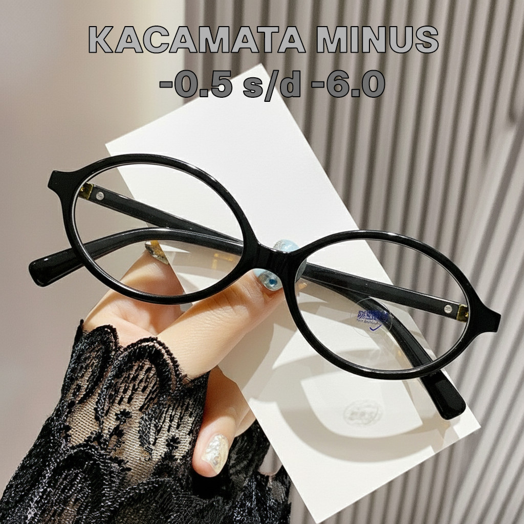 Kacamata Minus -1 Sampai -6 Fashion Korea Retro Anti Blue Light anti Radiasi Model Cat Eye Kacamata 