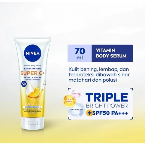 NIVEA Body Serum Extra Bright Super C+ SPF50+ PA+++ 70ml - Hand body serum lotion