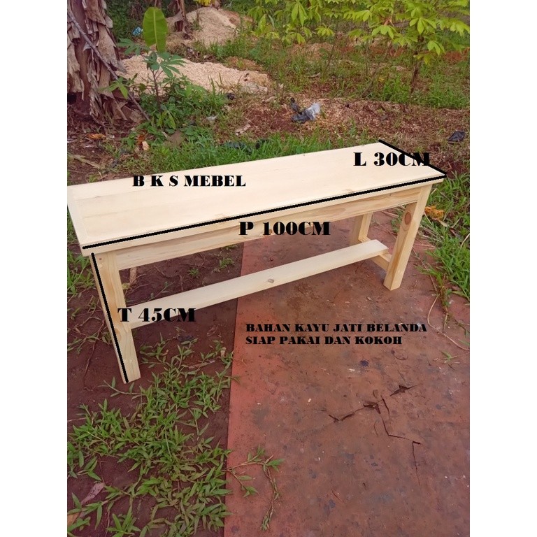 kursi kayu kursi makan kursi cafe kursi panjang 100cm lebar 30cm tinggi 45cm siap pakai