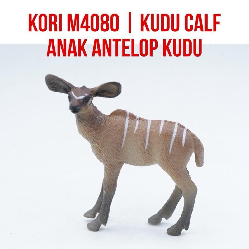 KORI Kudu Calf Anak Antelop Bertanduk Spiral Kudu  Tragelaphus strepsiceros Mainan Figure Binatang M