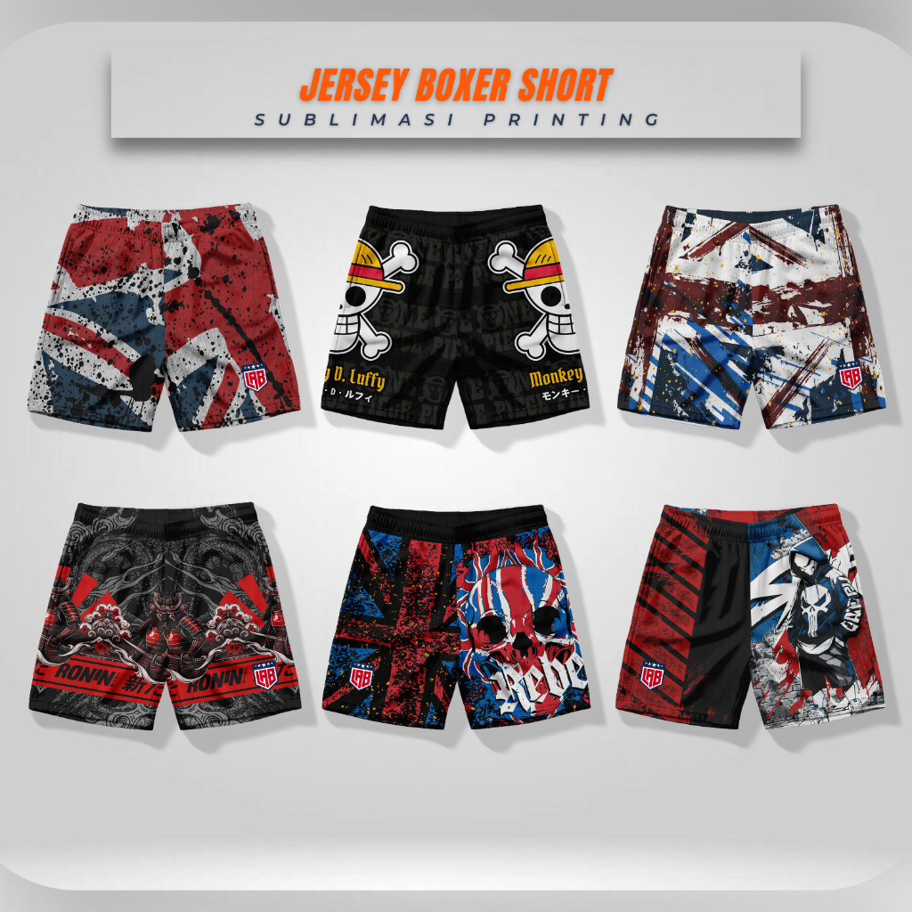 GCB11 - Boxer jersey pria wanita XXL | Celana pendek printing sublim | Celana dalam kolor jumbo