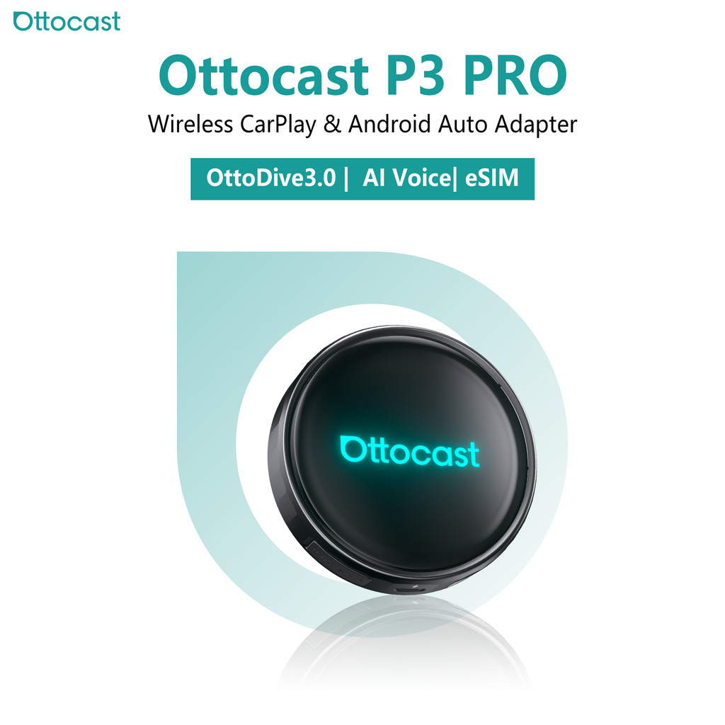 OTTOCAST P3 PRO AI Box Wireless CarPlay Android Auto AI Voice Smart SM6225 Android Box Aksesoris Mob