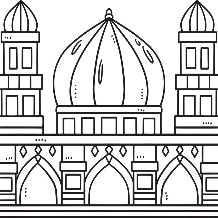 10 lembar kertas mewarnai, GAMBAR MEWARNAI tema MASJID