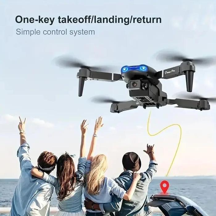Drone Pro E99, kamera kendali jarak jauh 4k piksel, terbang kendali jarak jauh - Hitam