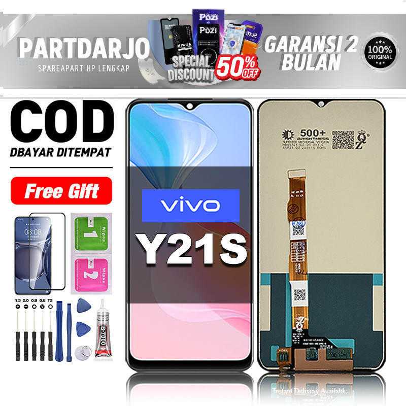 LCD VIVO Y21S Fullset hp layar Touchscreen untuk Glass Touch Screen Digitizer COD original free lem-