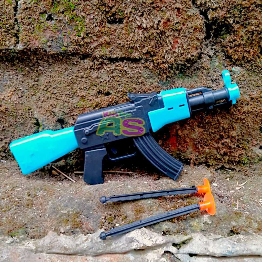 MAINAN POSTOL KACA LARAS PANJANG UK 18 CM - MAINAN PISTUL AK47 - MAINAN ANAK PISTUOL KACA 2 PELURU