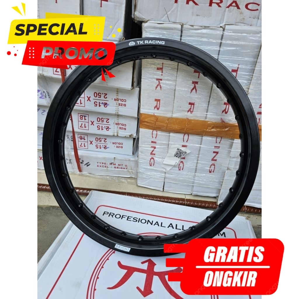 Velg TK Racing Ring 18 2.15 32 Hole Hitam Glossy Belakang Honda CRF 150