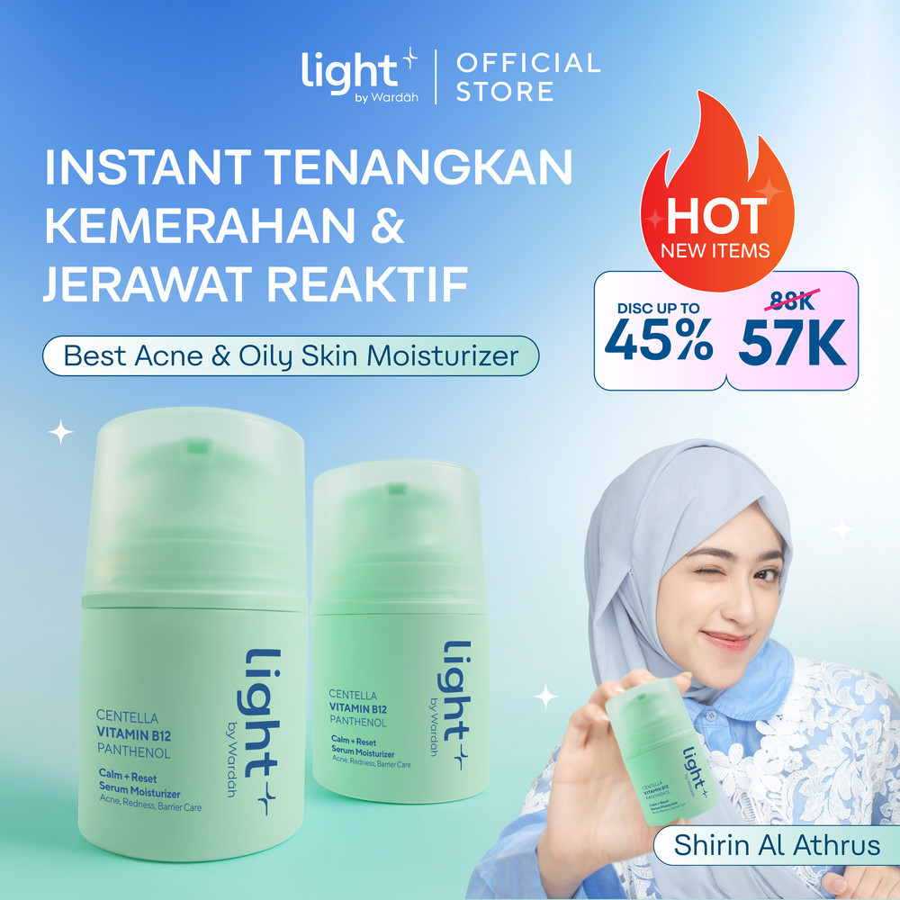 MINJIE x Wardah Light+ Vitamin B12 Calm Reset Serum Moisturizer 30g Pelembap Wajah Kulit Berminyak