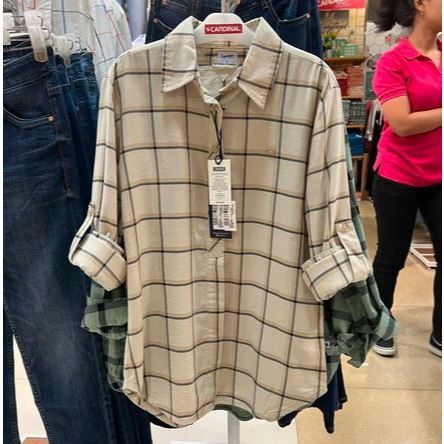 Cardinal girl blouse wanita motif kotak-kotak khaki big size S-XXL