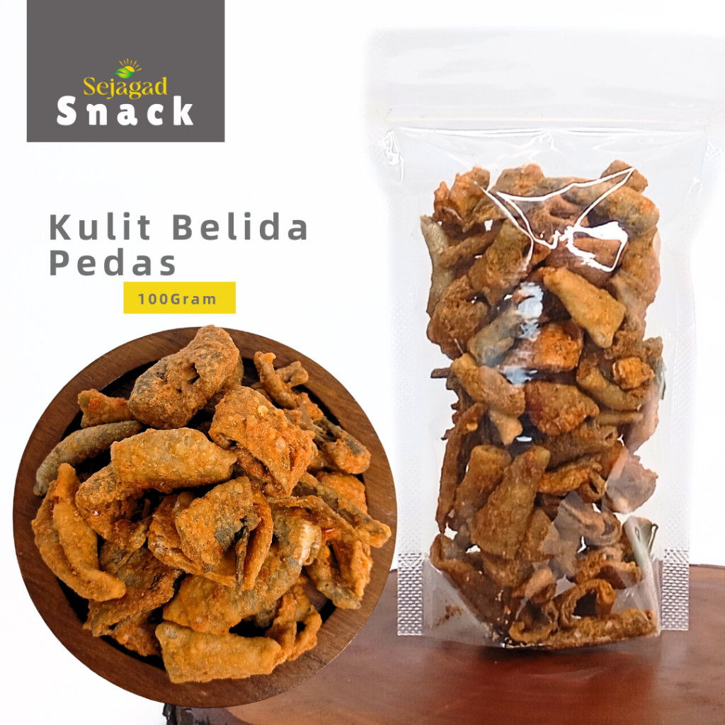 TheSehat Keripik Kulit Ikan Belida Pedas Cemilan Murah Enak Kulit Crispy Pedas Gurih Makanan Ringan 