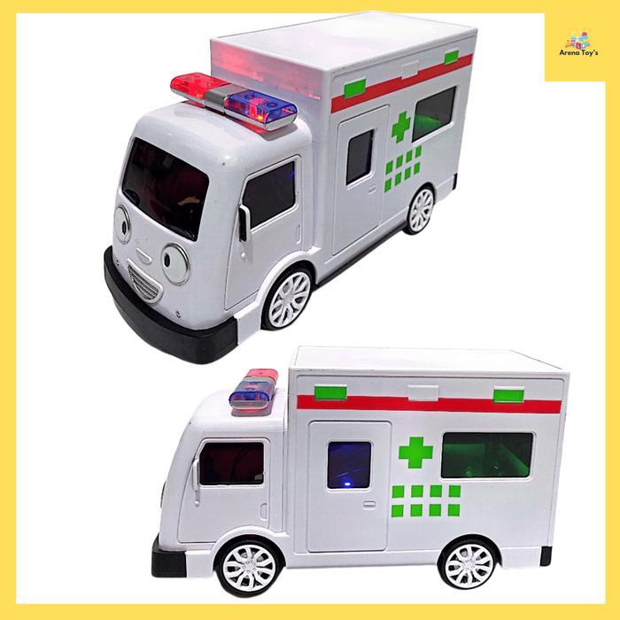 Mainan Anak Mobil Bus Tayo Ada Musik Dan Lampu Baterai Toys - Tayo Ambulance (Putih)