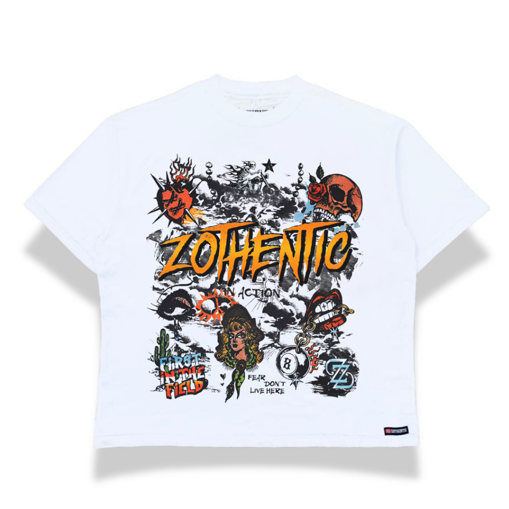 Kaos Boxy Fit Oversize unisex Pria wanita Combed 20s White Zothentic