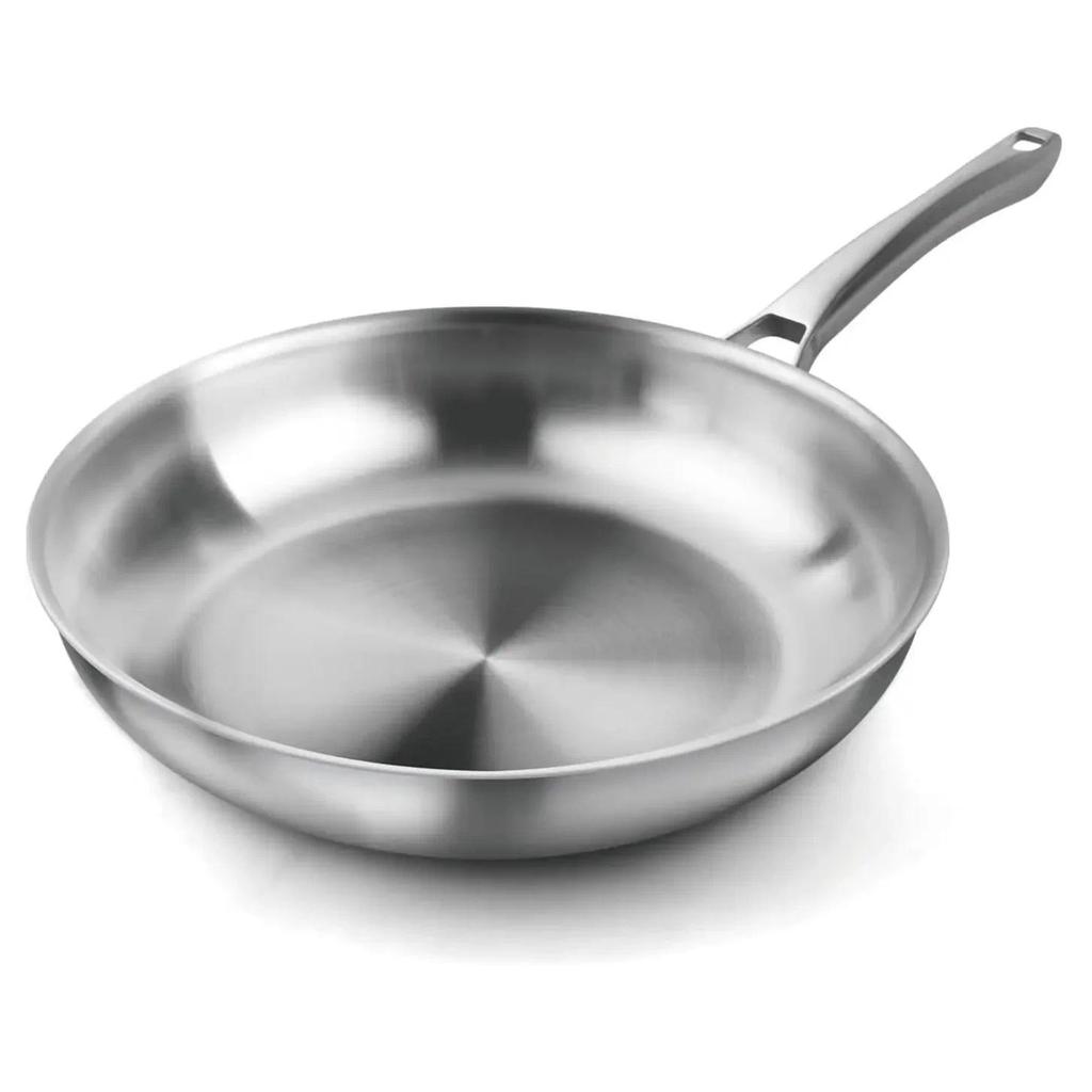 Three-layer steel frying pan uncoated, stainless steel frying pan,Kiten,ning & Bar