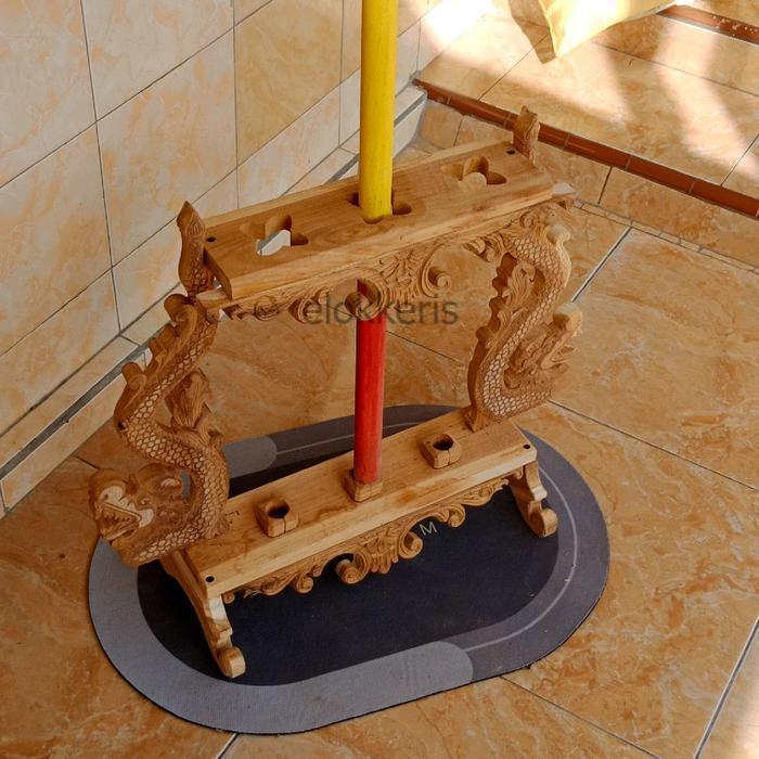Jagrak bendera tombak , jagrak ukir naga jagrak kayu jati EK4324