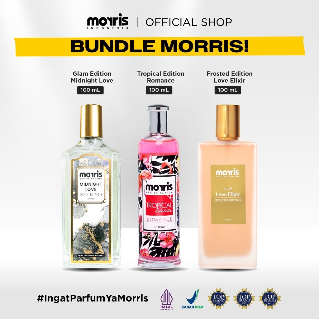 Morris Romantic Collections- Morris Parfum EDP Frosted Love Elixir X Glam Midnight Love X Tropical R