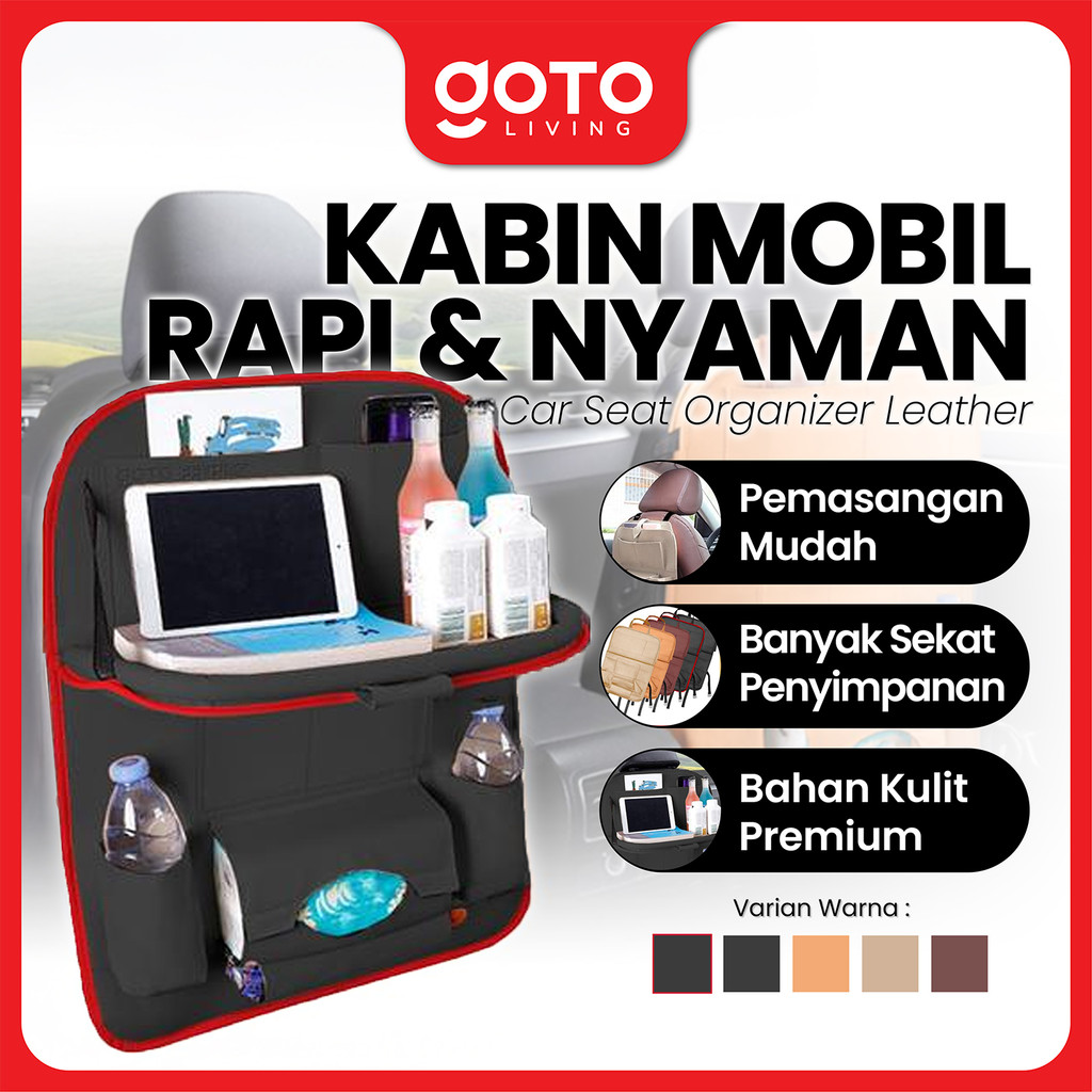 Goto Premiro Car Seat Organizer Leather Tas Jok Kursi Mobil Meja Kulit