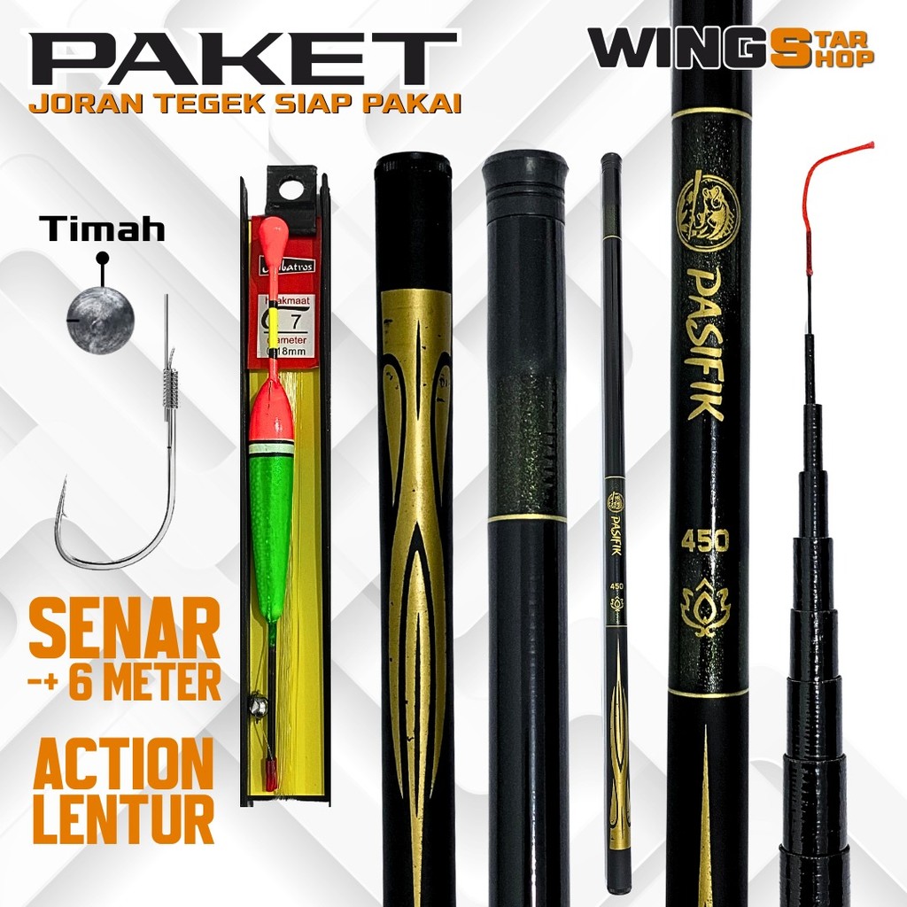 Set Paket Joran Tegek Telescopic Lengkap Dengan Kail, Senar, Pelampung dan Timah Pancing Cocok Untuk