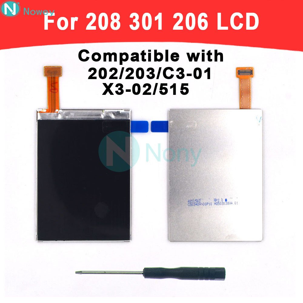 Nowey 206 New Screen For Nokia 208 301 C3-01 X3-02 202 2020 203 2030 515 Mobile Phone LCD Display Re