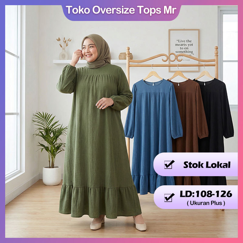 [Jumbo Abaya](Ld108-126)Gamis Abaya Jumbo Abaya Wanita Muslim Jumbo Sehari-hari Garis Vertikal Polos