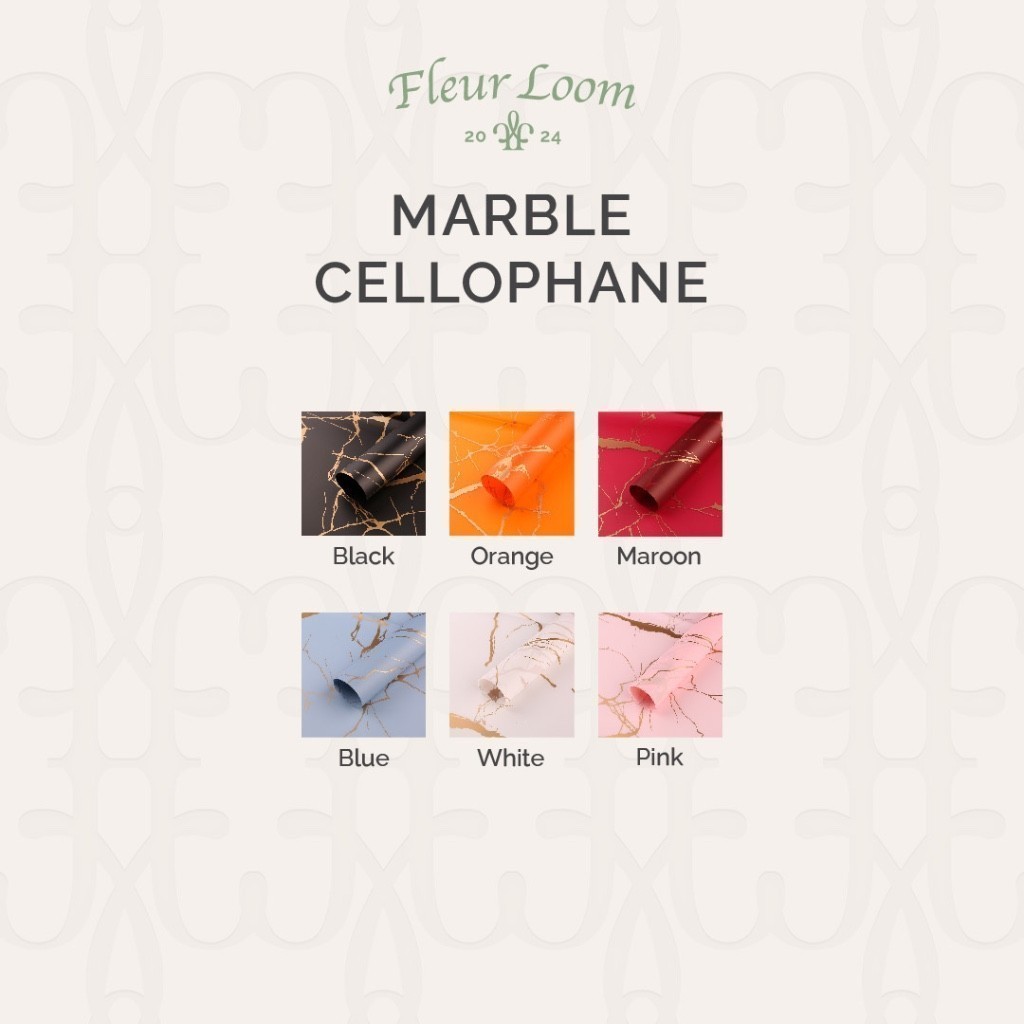 Fleur Loom - (Pack) Kertas Buket Marble / Motif Granit / Marmer Mewah Cellophane
