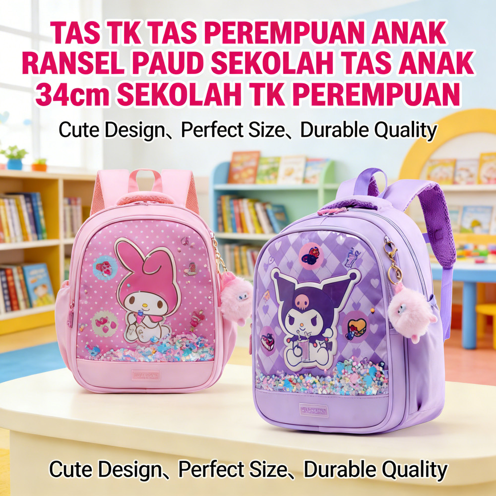 SEKOLAH ANAK PEREMPUAN TAS RANSEL TAS SEKOLAH ANAK PEREMPUAN PAUD TK 34cm TK Tas Anak Perempuan