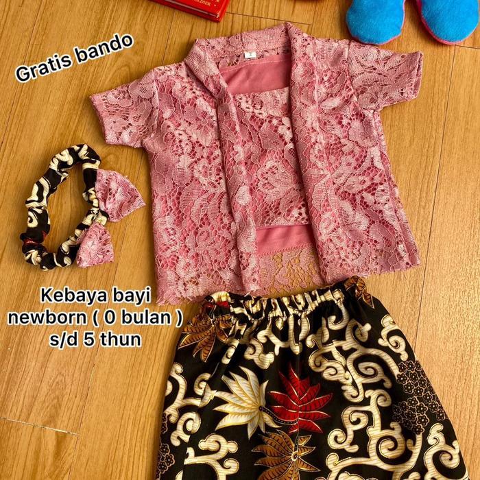 Kebaya Bayi New Born 0 bulan - 5 Tahun FREE BANDO Stelan Kebaya Bayi dan Anak Span Pendek Furing Keb