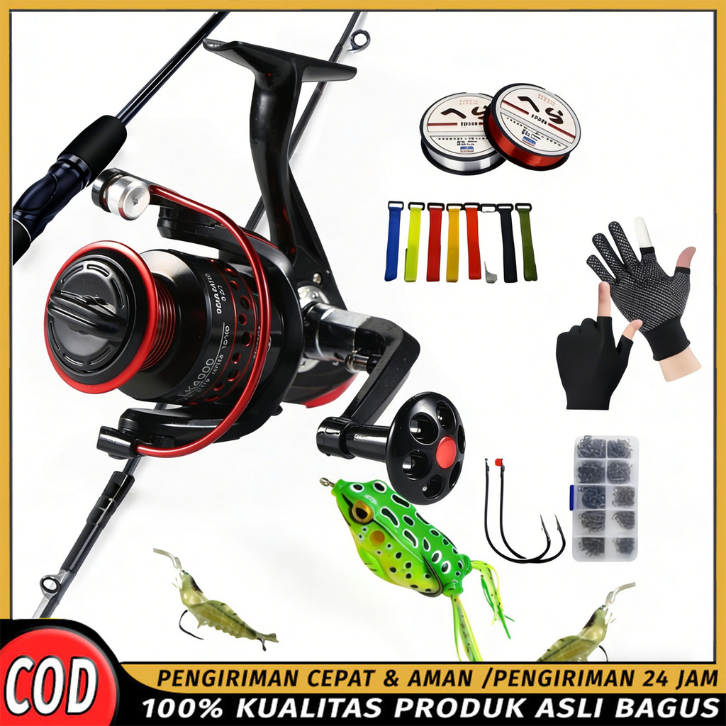 COD Joran Pancing Set 1.8/2.1/2.4m Joran Dan 2000-3000 Full Metal Reel Pancing Joran Set Lengkap wit